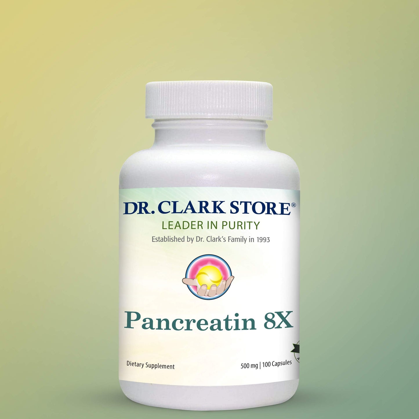 Dr. Clark Pancreatin 8X Enzyme Supplement 500mg – Digestive Enzymes for Protein, Fat & Carbs Support | 100 Gelatin Capsules