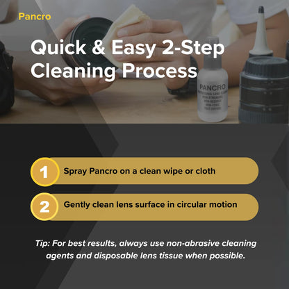 Pancro Professional Lens Cleaner 4oz Spray Bottle - Eyeglasses, Sunglasses & Camera Lenses