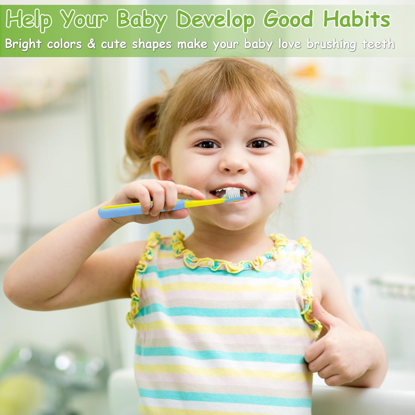 PANIMOSI Toddler Toothbrush 4 Pack – 3-Sided 360° Kids Toothbrush for Ages 1-12, Soft Bristles