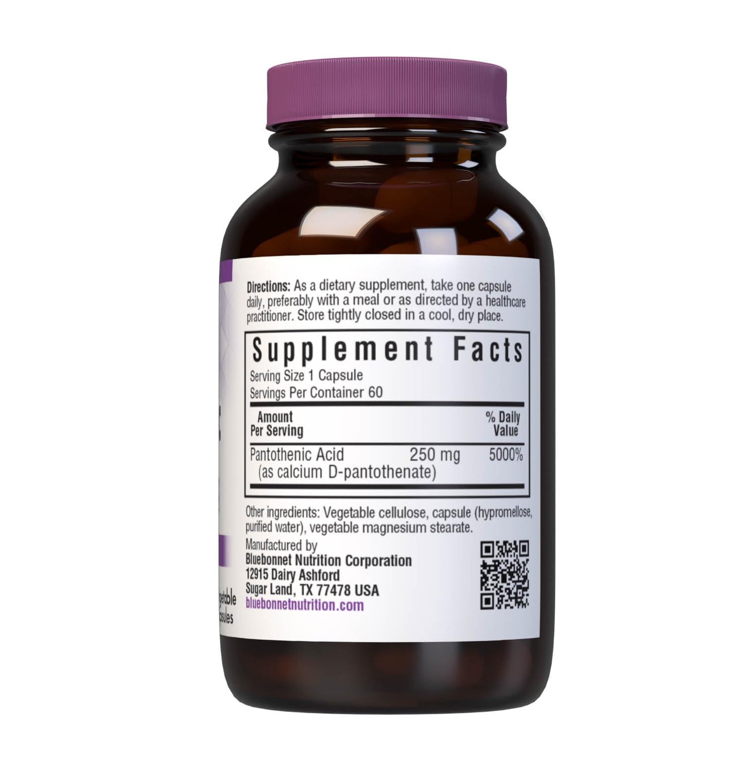 BlueBonnet Pantothenic Acid 250 mg – Vitamin B5 for Cellular Energy | Vegan & Gluten-Free