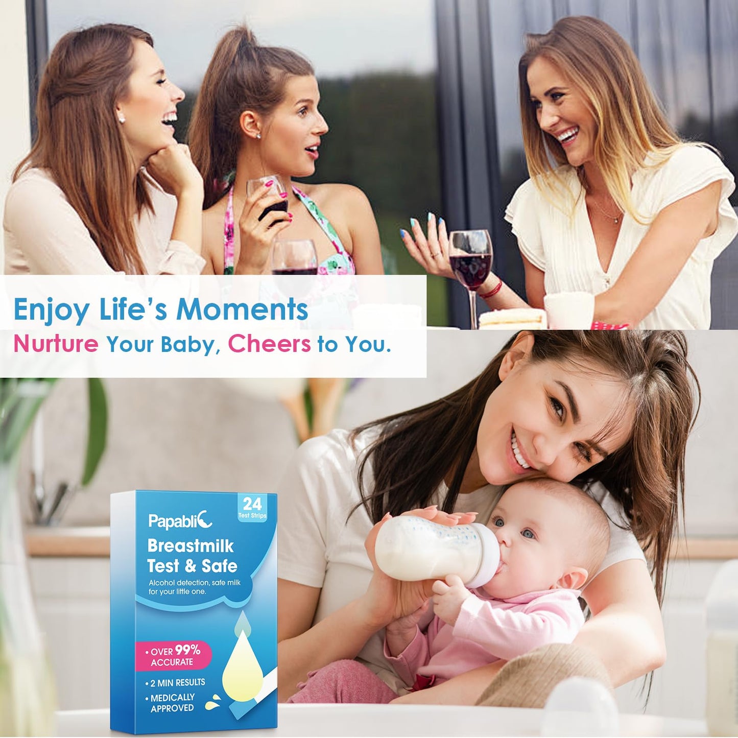 Papablic 24Pcs Breast Milk Alcohol Test Strips – 2 Minute Quick Results for Safe Breastfeeding