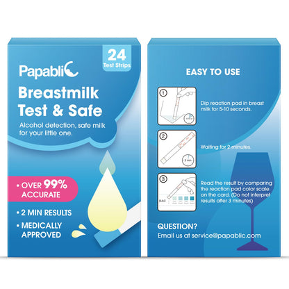 Papablic 24Pcs Breast Milk Alcohol Test Strips – 2 Minute Quick Results for Safe Breastfeeding