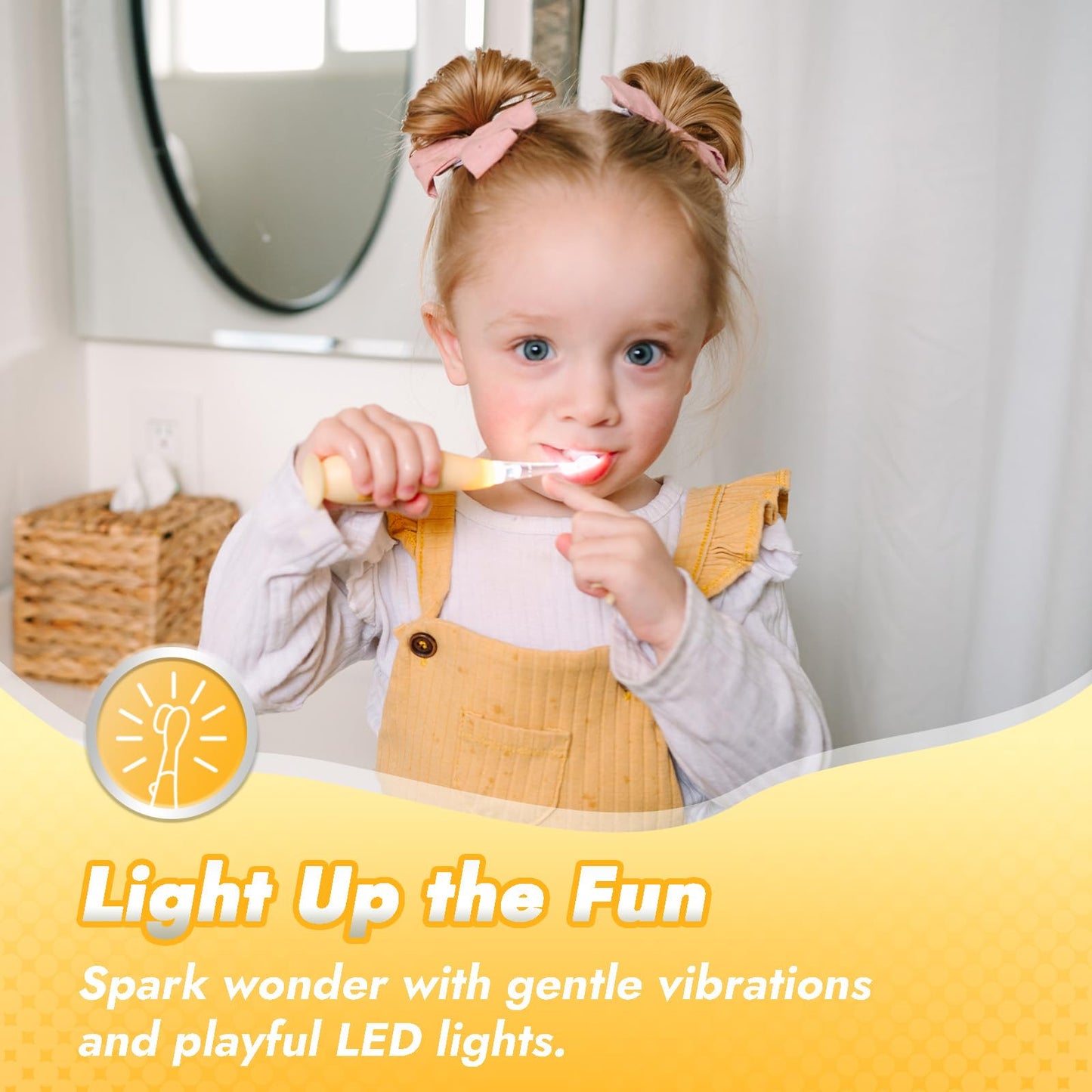 Papablic Toddler Sonic Electric Toothbrush – Bunny Cover, Ages 1-3, 2 Brush Heads