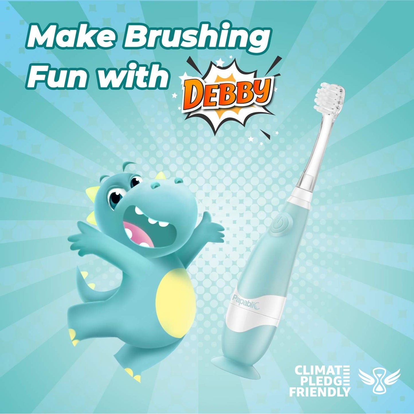 Papablic Debby Toddler Sonic Toothbrush 1-3 yrs - Dino Cover, LED Timer