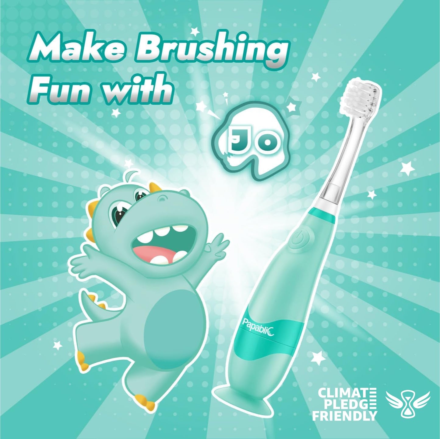 Papablic Jo Toddler Sonic Toothbrush (Ages 1-3) – Dino Cover & LED Timer
