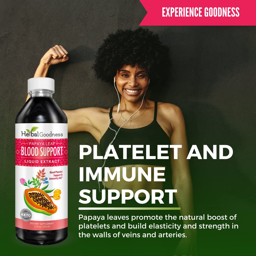 Papaya Leaf Blood Support Liquid - 15X Strength | Healthy Platelets & Digestion - 12oz