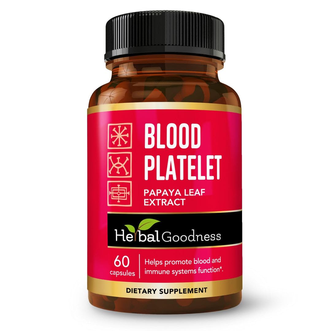 Papaya Leaf Blood Platelet Capsules - 60/600mg, 20x Strength | Herbal Goodness | Made in USA