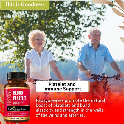 Papaya Leaf Blood Platelet Capsules - 60/600mg, 20x Strength | Herbal Goodness | Made in USA