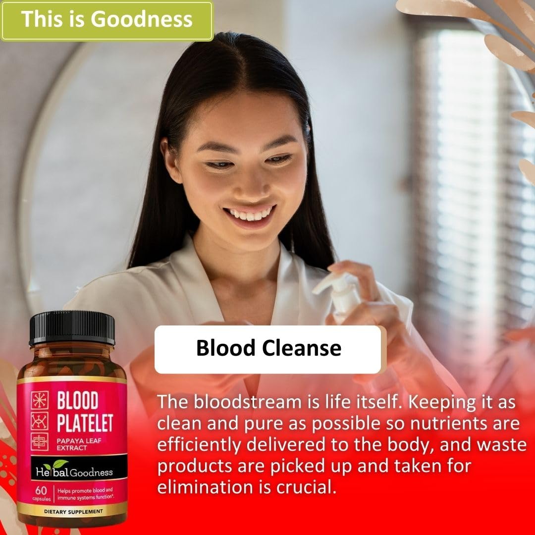 Papaya Leaf Blood Platelet Capsules - 60/600mg, 20x Strength | Herbal Goodness | Made in USA