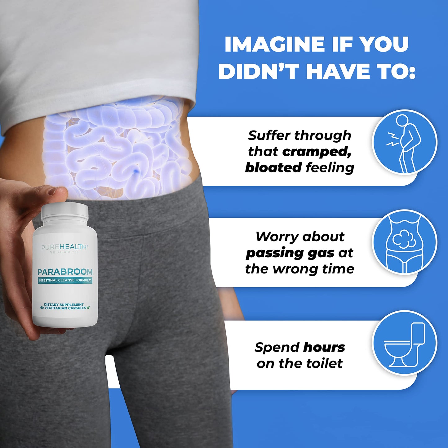 PUREHEALTH RESEARCH Parabroom – Gut Cleanse & Digestive Support – 60 Capsules