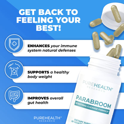 PUREHEALTH RESEARCH Parabroom – Gut Cleanse & Digestive Support – 60 Capsules