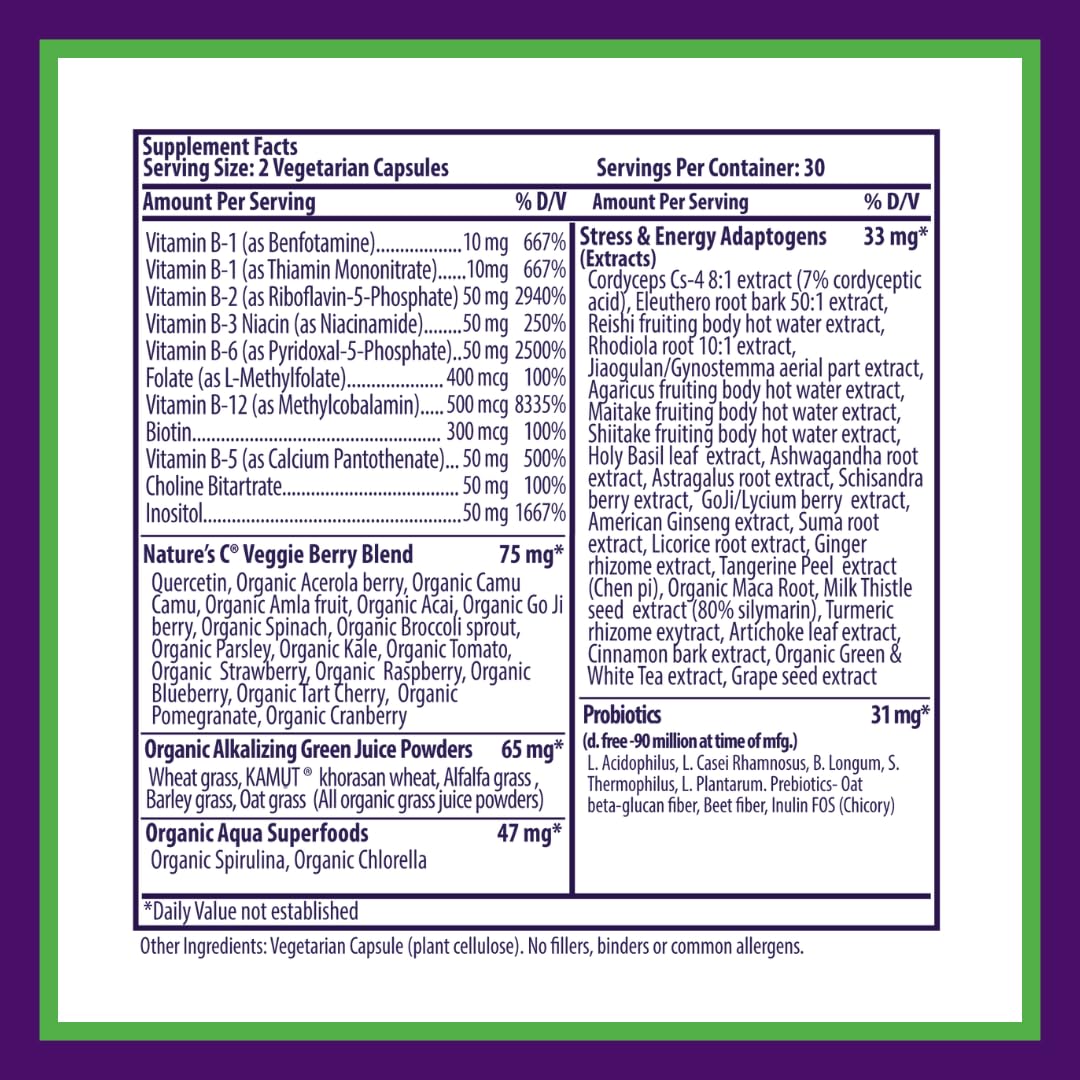 Paradise Herbs Earth's Blend B-Complex — Methylated B Vitamins + Superfoods, 60 Capsules
