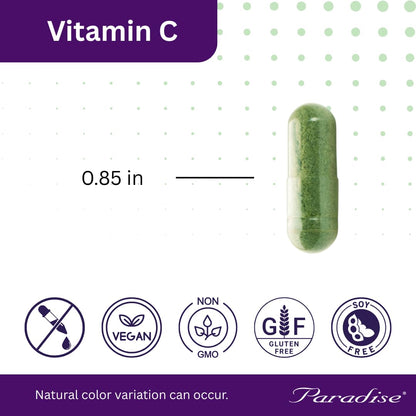 Paradise Earth's Blend Vitamin C with Adaptogens & Organic Greens | 90 Vegetarian Capsules