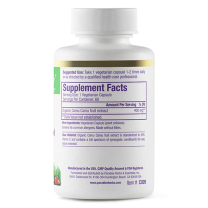 Paradise Herbs Camu Camu Extract 400 mg – Vitamin C, Vegan & Gluten Free