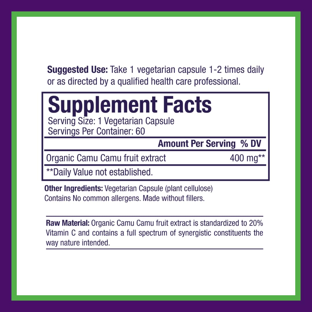 Paradise Herbs Camu Camu Extract 400 mg – Vitamin C, Vegan & Gluten Free
