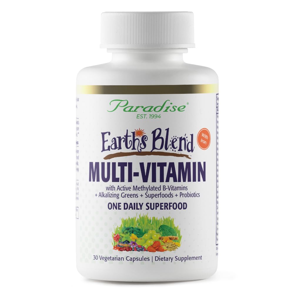 Paradise Herbs Earth's Blend Women's Multivitamin with Iron – 30 Capsules, 48 Organic Superfoods