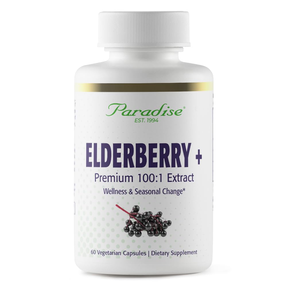 Paradise Herbs Elderberry with Zinc Extract – Immune Support, 60 Veg Capsules