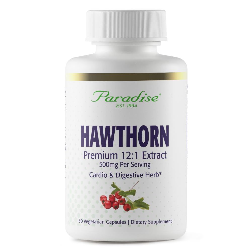 Paradise Herbs Hawthorn Berry – Active Whole Spectrum Extract, 60 Vegetarian Capsules | Vegan, Non-GMO, Gluten Free