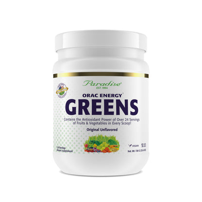Paradise Herbs ORAC Energy Greens Powder — Antioxidant Power of 24 Fruits & Veggies in 1 Scoop | 120 Servings