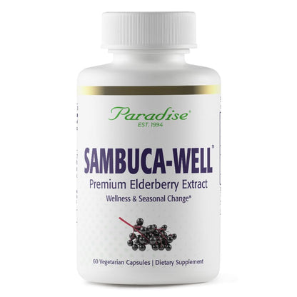 Paradise Herbs Sambuca-Well 50:1 Elderberry Extract – Vegan, Non-GMO, Gluten Free | 60 Veg Capsules