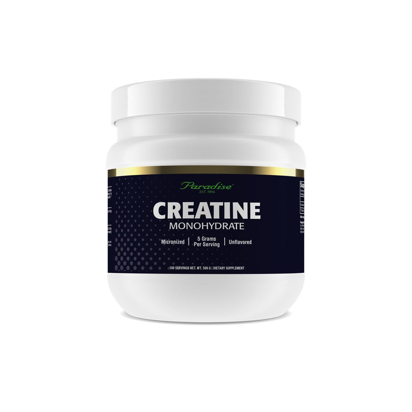 Paradise Creatine Monohydrate Powder – Micronized for Enhanced Absorption, 500g, 100 Servings