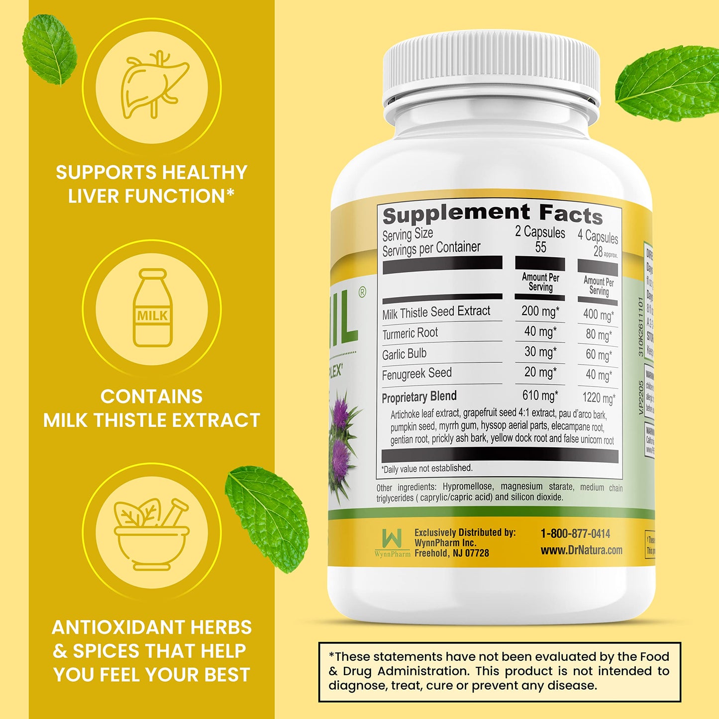 DrNatura Paranil® Liver & Colon Cleanse – 17-Herb Milk Thistle Detox, 110 Vegetarian Capsules