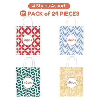 Parmedu Assorted Color Paper Bag Set – 24 Gift Bags with Handles (10.2 x 8.5 x 3.9 in)