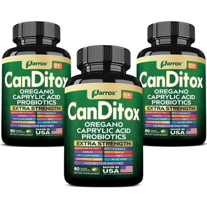 Parrox CanDitox Capsules - Oregano, Garlic, Probiotics & Digestive Enzymes (3 Pack)
