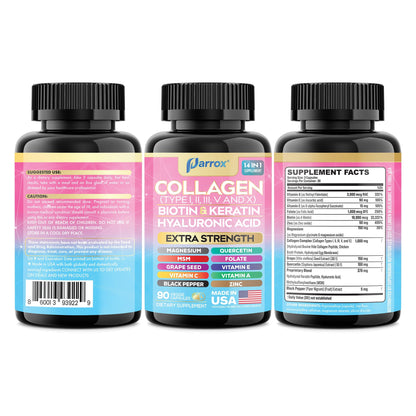 Parrox Collagen 2-Pack – 14-in-1 Beauty Capsule with Biotin, Keratin & Hyaluronic Acid
