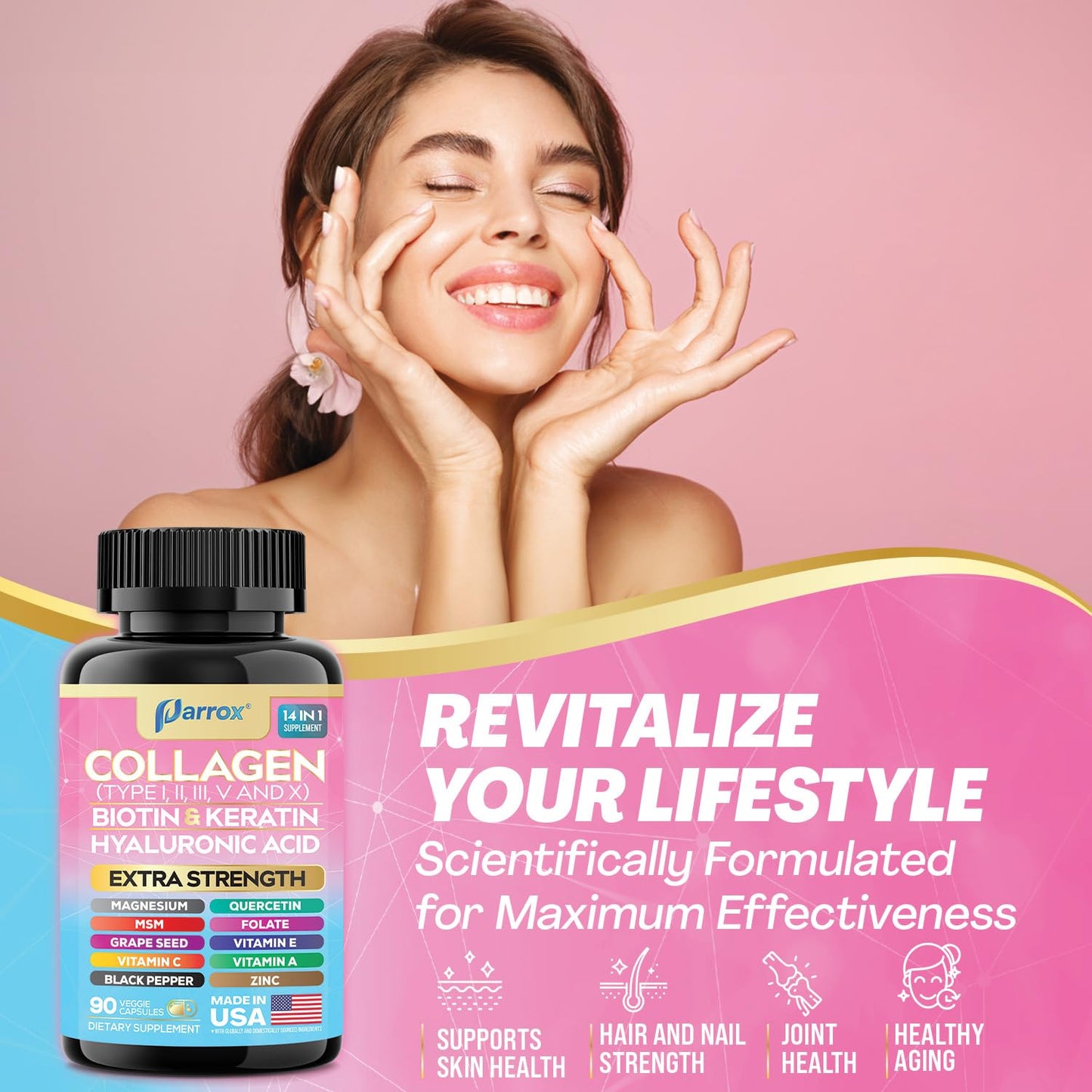 Parrox 14-in-1 Collagen 3-Pack with Biotin & Hyaluronic Acid