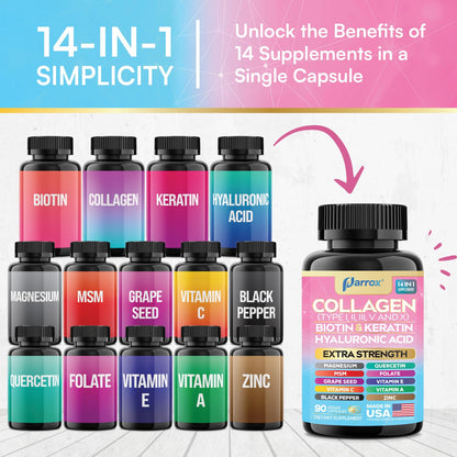 Parrox 14-in-1 Collagen 3-Pack with Biotin & Hyaluronic Acid