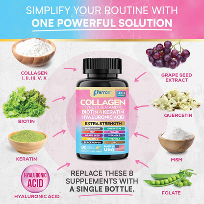 Parrox 14-in-1 Collagen 3-Pack with Biotin & Hyaluronic Acid