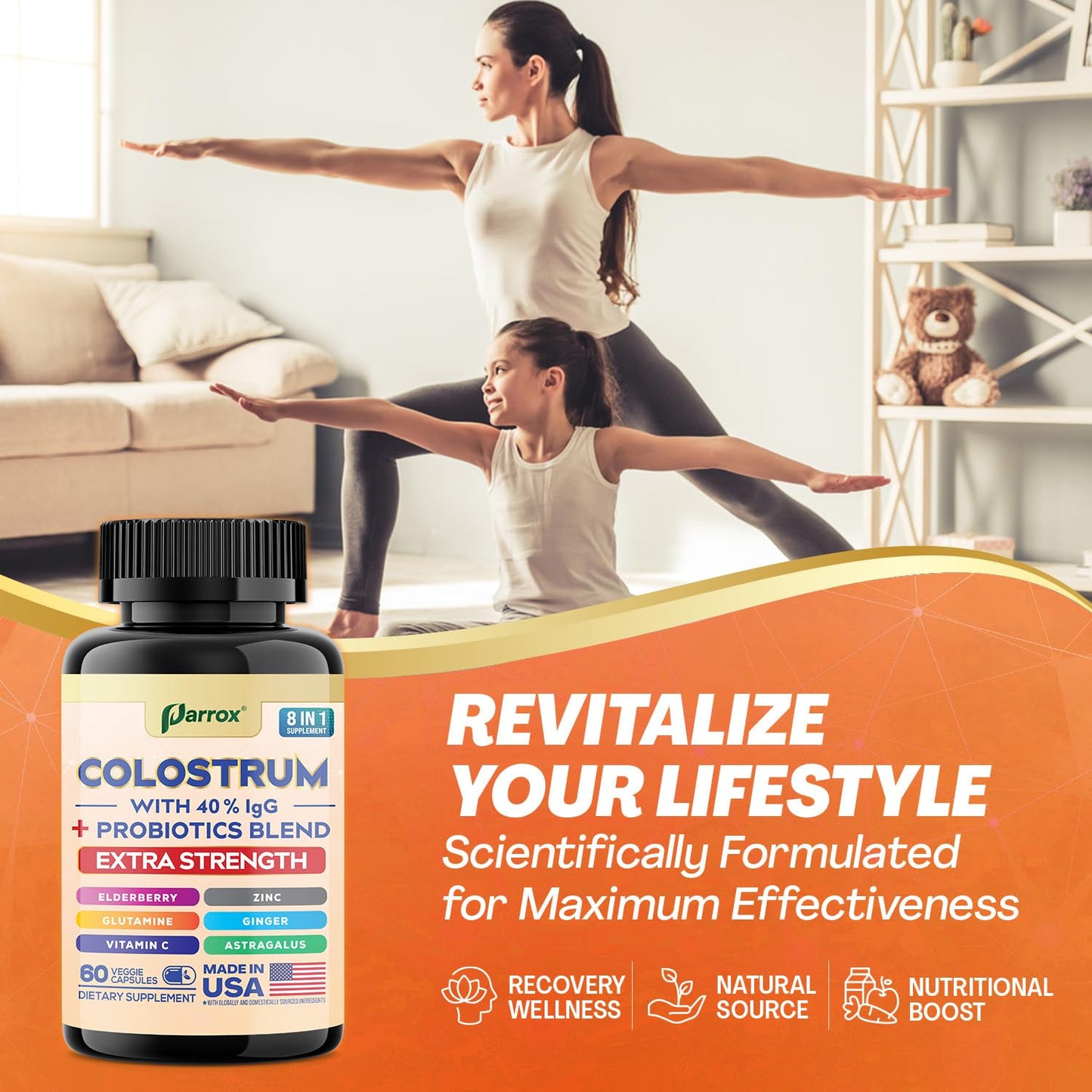 Parrox Colostrum Capsule - 8 in 1 Grass-Fed Bovine Boost, 120 Caps