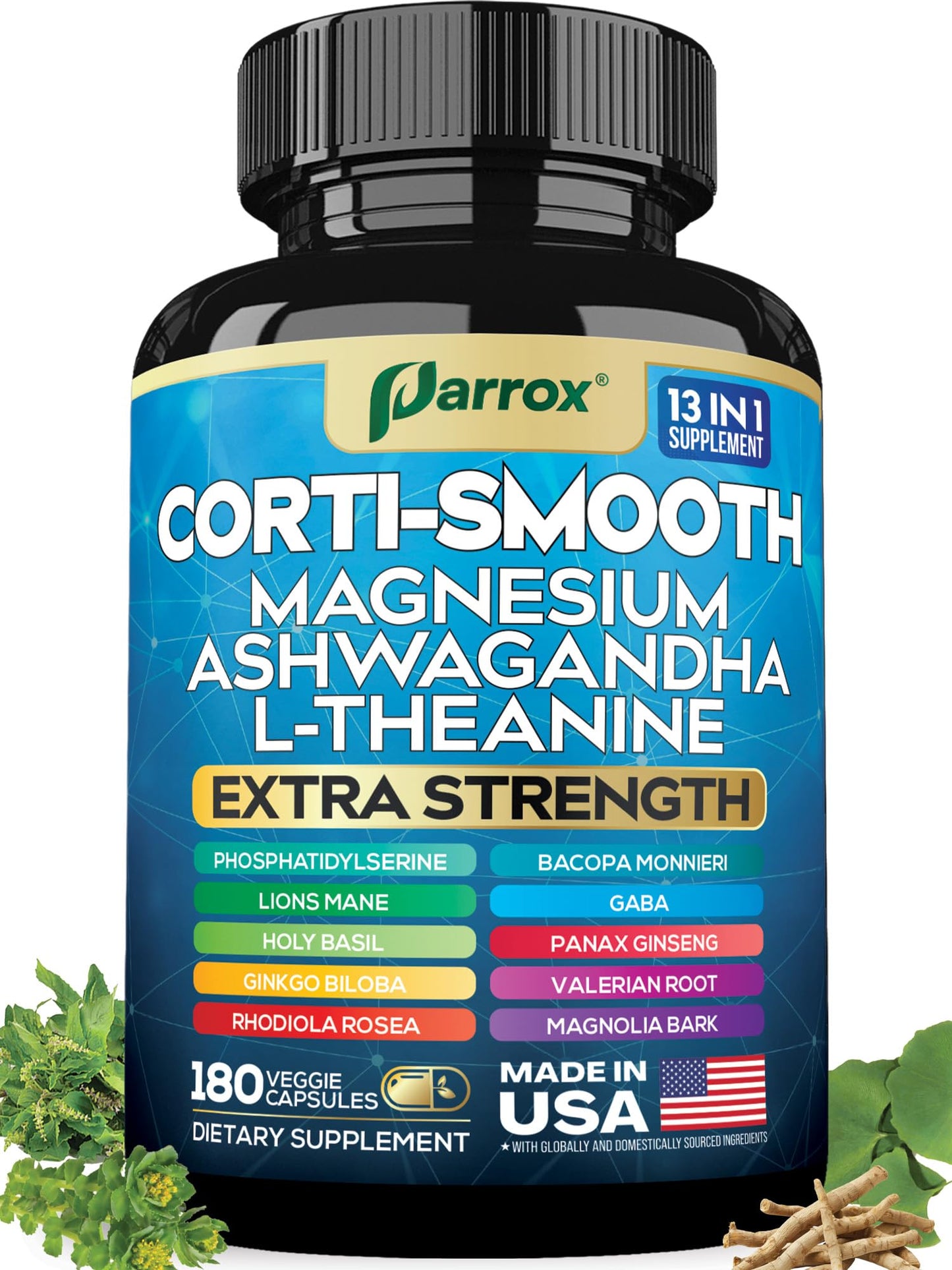 Parrox Corti-Smooth Cortisol Support Capsules with Magnesium & Adaptogens | 180 Caps