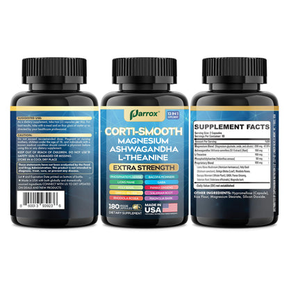 Parrox Corti-Smooth Cortisol Support Capsules with Magnesium & Adaptogens | 180 Caps