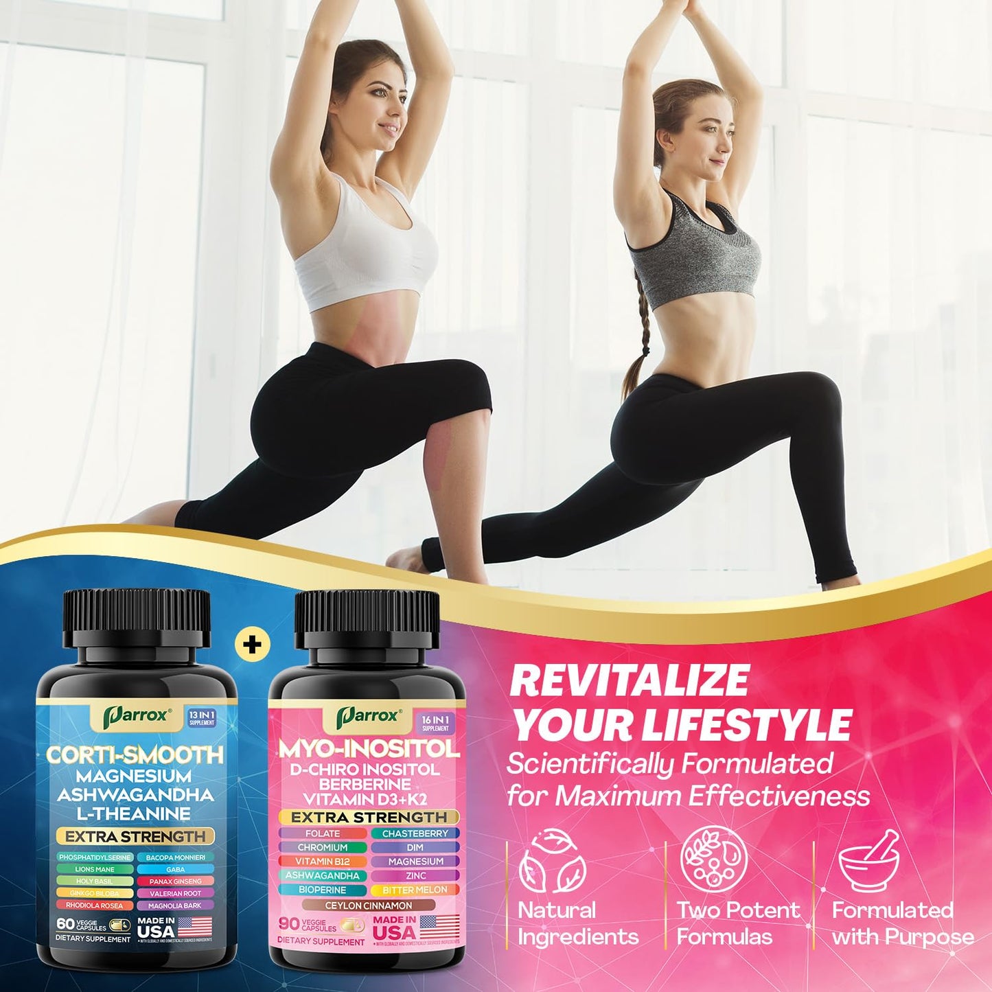 Parrox Soothe & Smooth Bundle – Cortisol Balance & 16-in-1 Myo-Inositol Complex