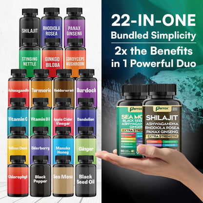 Parrox Dynamic Vitality Bundle (3 Pack) – Shilajit & Sea Moss, 8-in-1 & 16-in-1 Formulas