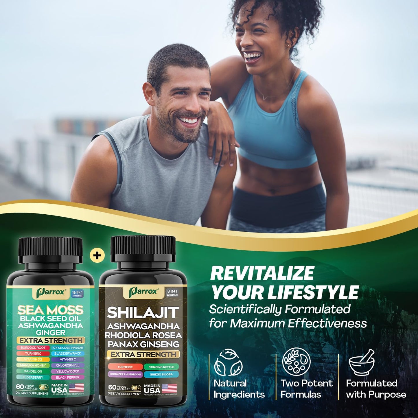 Parrox Dynamic Vitality Bundle (3 Pack) – Shilajit & Sea Moss, 8-in-1 & 16-in-1 Formulas