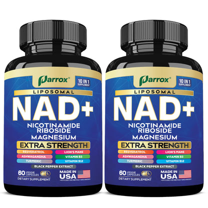 Parrox NAD+ 10-in-1 Supplement with Liposomal NAD+ - 2-Pack