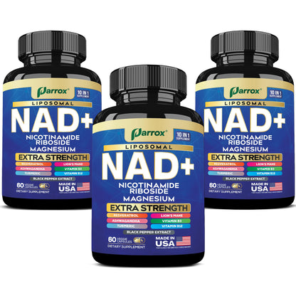 Parrox NAD+ Supplement with Liposomal NAD+ | 10-in-1 Extra Strength (3 Pack)