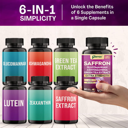 Parrox Saffron Supplement 6-Month Supply (3-Pack) – Vision Support & Daily Wellness