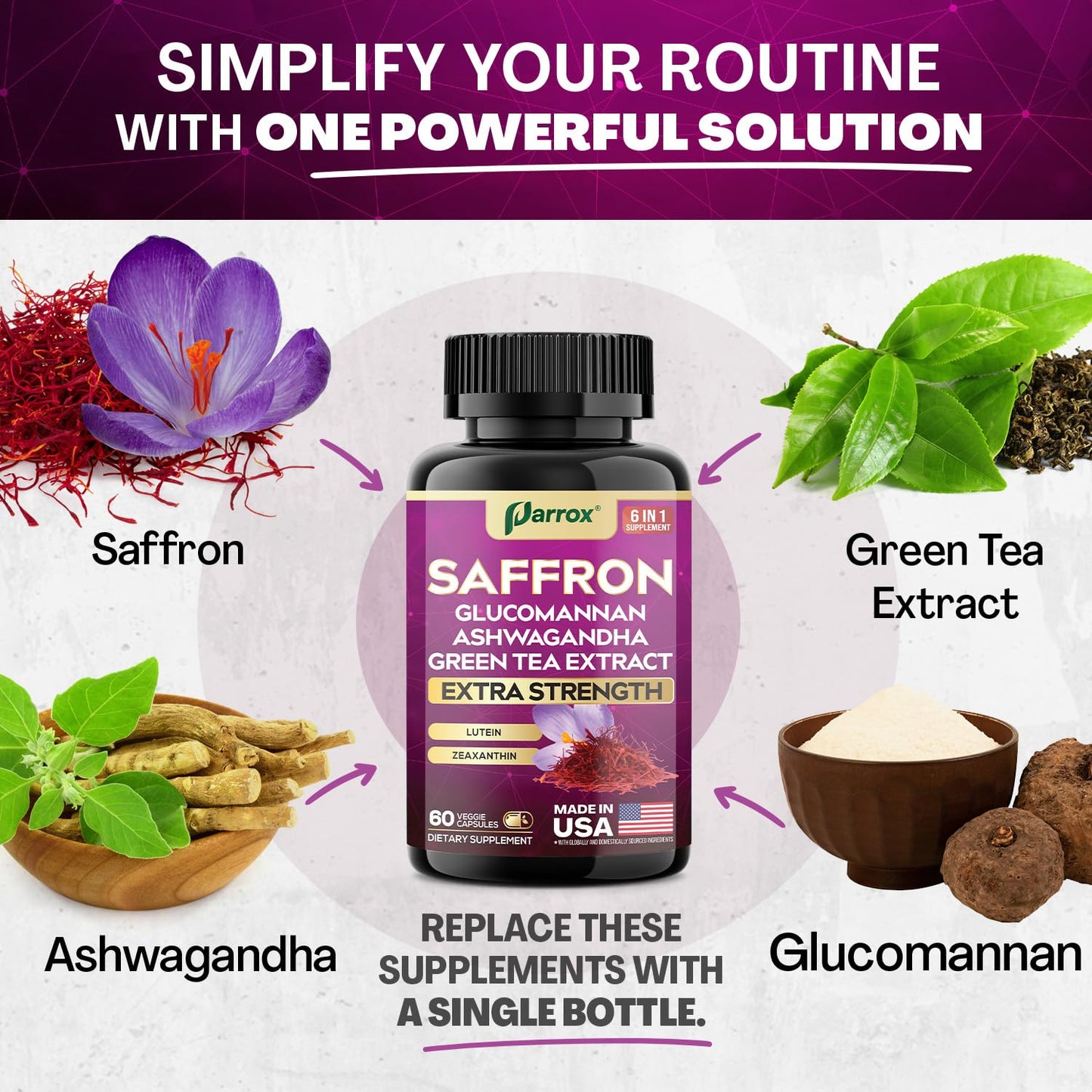 Parrox Saffron Supplement 6-Month Supply (3-Pack) – Vision Support & Daily Wellness
