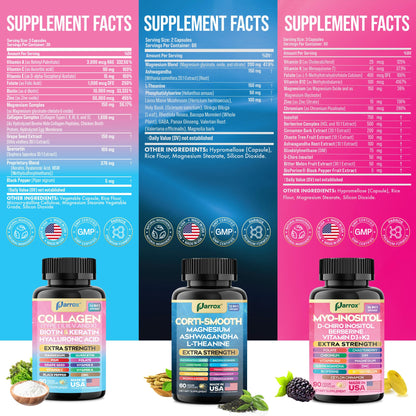 Parrox She Shines Set – Collagen Peptides, Cortisol Support & Inositol Bundle
