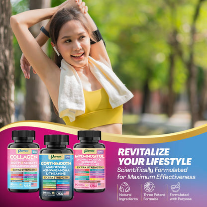 Parrox She Shines Set – Collagen Peptides, Cortisol Support & Inositol Bundle