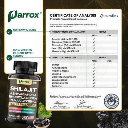 Parrox Shilajit 8-in-1 Supplement – 180 Caps | Shilajit, Ginseng, Ashwagandha, Rhodiola, Turmeric