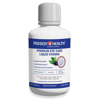 Passion 4 Health Liquid Eye Vitamins – Maqui Berry Eye Care (Gluten-Free, Non-GMO, No Sugar) – Made in USA