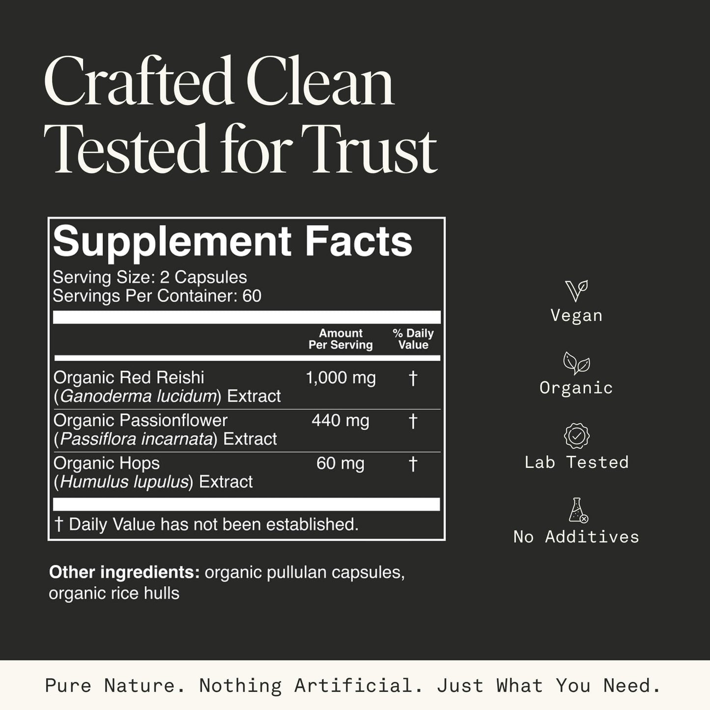 Mushroom Sleep Supplement — Reishi, Passionflower & Hops | 100% USDA Organic, Vegan, 120 Caps