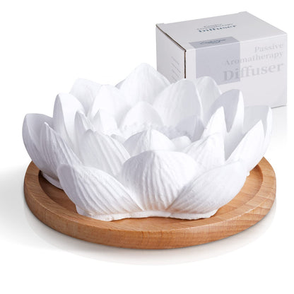 Passive Lotus Essential Oil Diffuser – Small Ceramic Diffuser for Desk, Office & Home