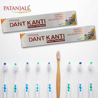 Patanjali Dant Kanti Natural Toothpaste 100gm / 3.38 fl oz – Pack of 10 | Herbal Toothpaste