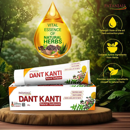 Patanjali Dant Kanti Natural Toothpaste 200g / 6.76 fl oz – Pack of 5